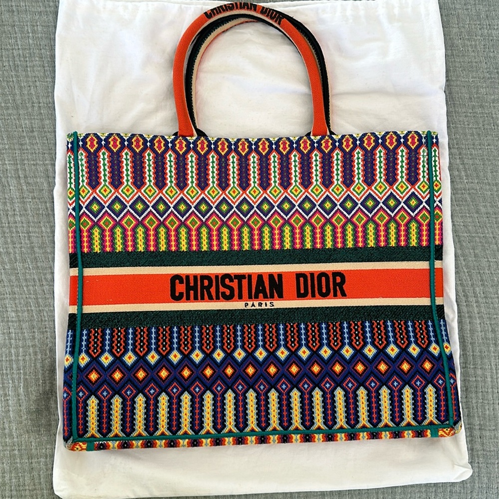 Christian Dior library tote in bright vivid Bohemia Colors